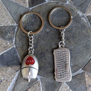 Silver Love-Themed Keychain Set